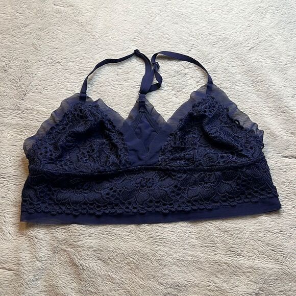 Aerie Blue Lace Bralette - Size Large - Picture 1 of 12